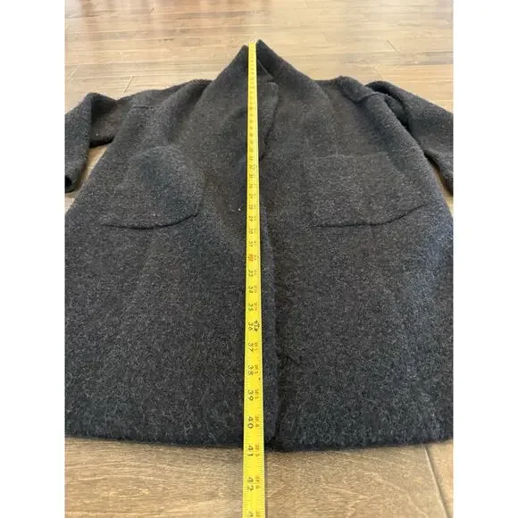 Vince Womens Black Long Brushed Wool Alpaca One Button Jacket Overcoat M $695 - Picture 9 of 10